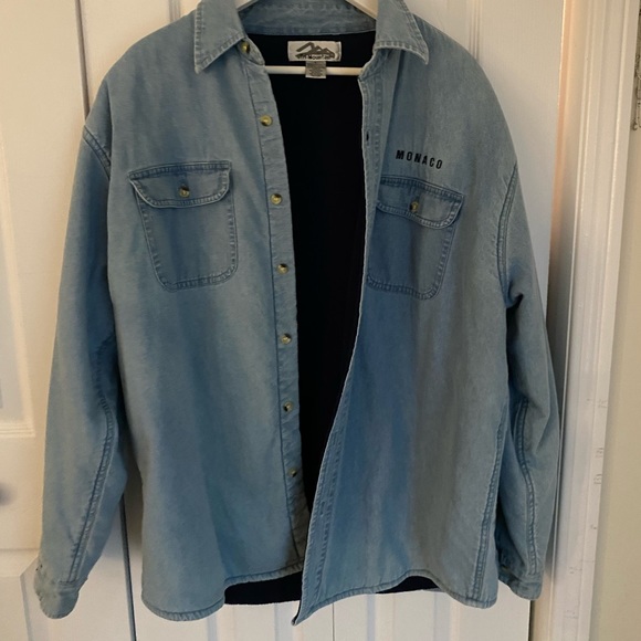 Denim shirt jacket with fleece lining - Picture 1 of 3